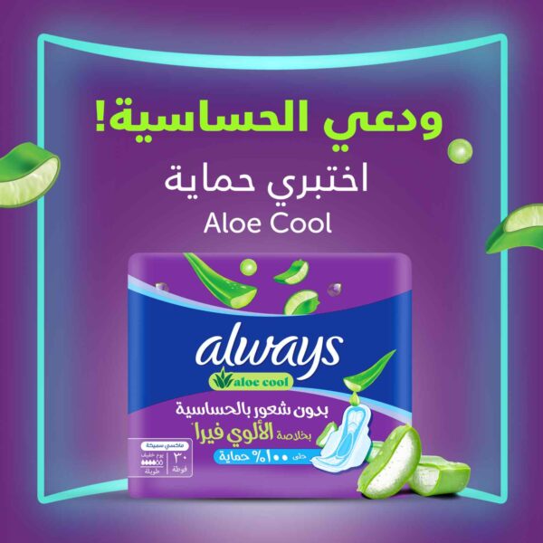 Always Aloe Cool Pads For Light Days, 50 Long Maxi Thick Pads