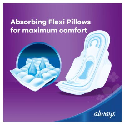 Always Clean & Dry Maxi Thick, Large sanitary pads with wings, 30 Count
