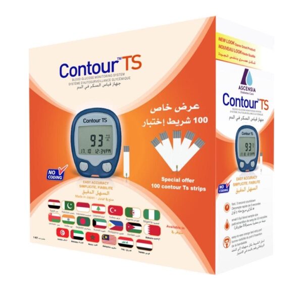 ⁦جهاز قياس السكر كونتور TS مع 100 شريط اختبار إضافي⁩ - الصورة ⁦2⁩
