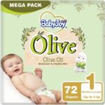 BabyJoy Olive Size (1) Mega - 72 Diapers | For Your Baby's Healthy Skin - Image 2