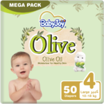 BabyJoy Olive Size 4 Mega Diapers, 50 Count (10-18 Kg)