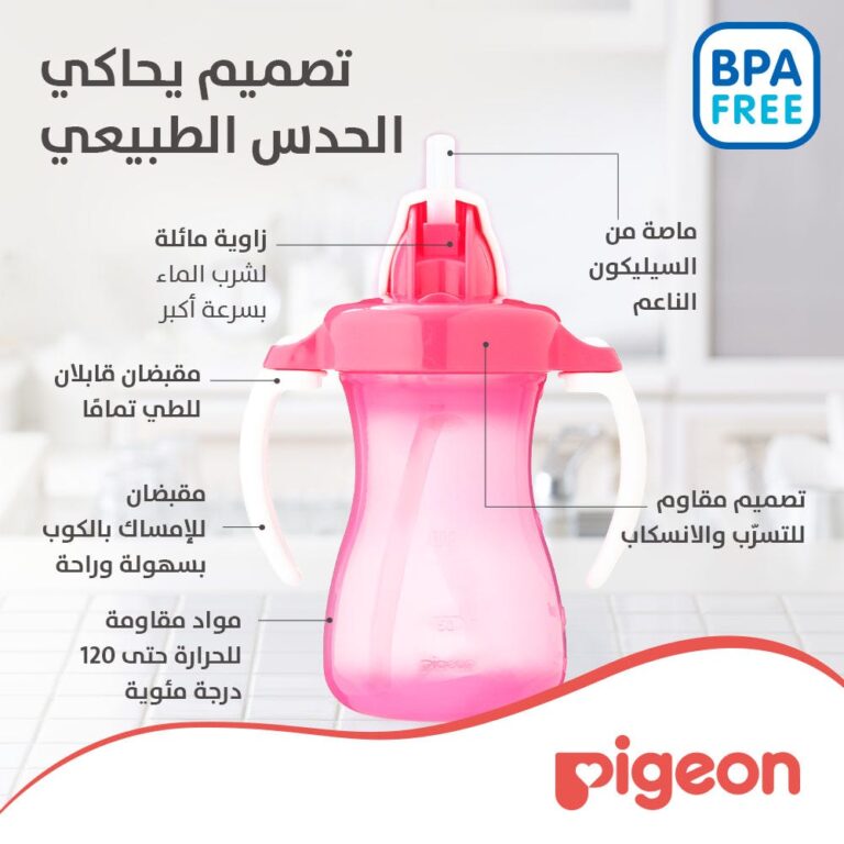 ⁦بيجون زجاجة مياه مع ماصة (وردي) - 150 مل⁩ - الصورة ⁦4⁩