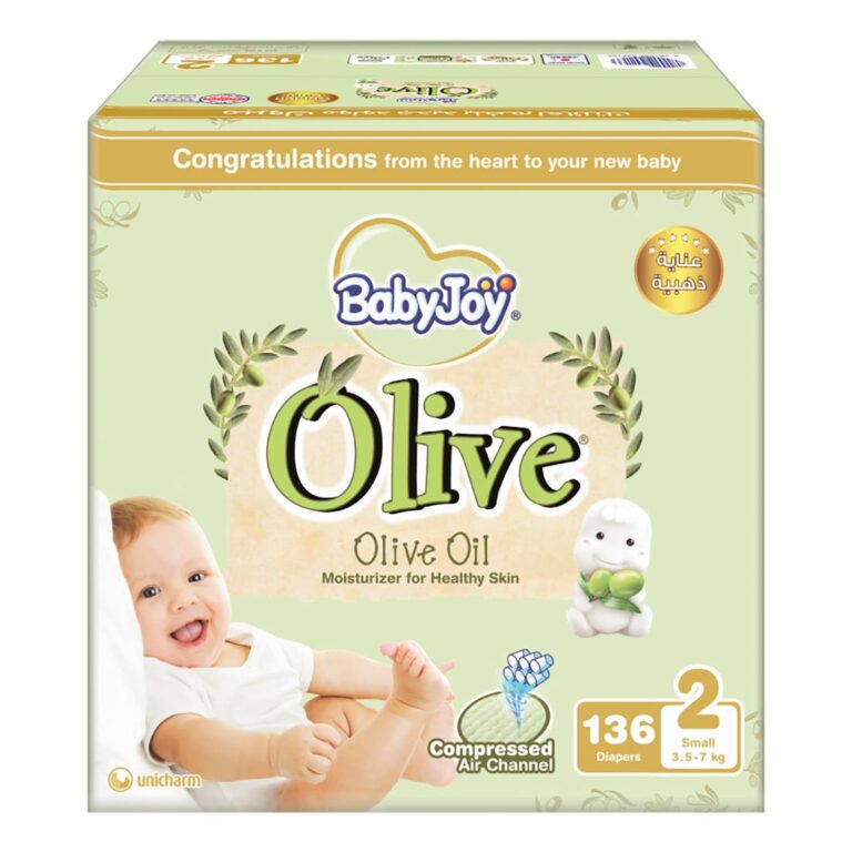 BabyJoy Olive Diapers Size 2 (3.5-7 Kg) - Box of 136 - Image 2