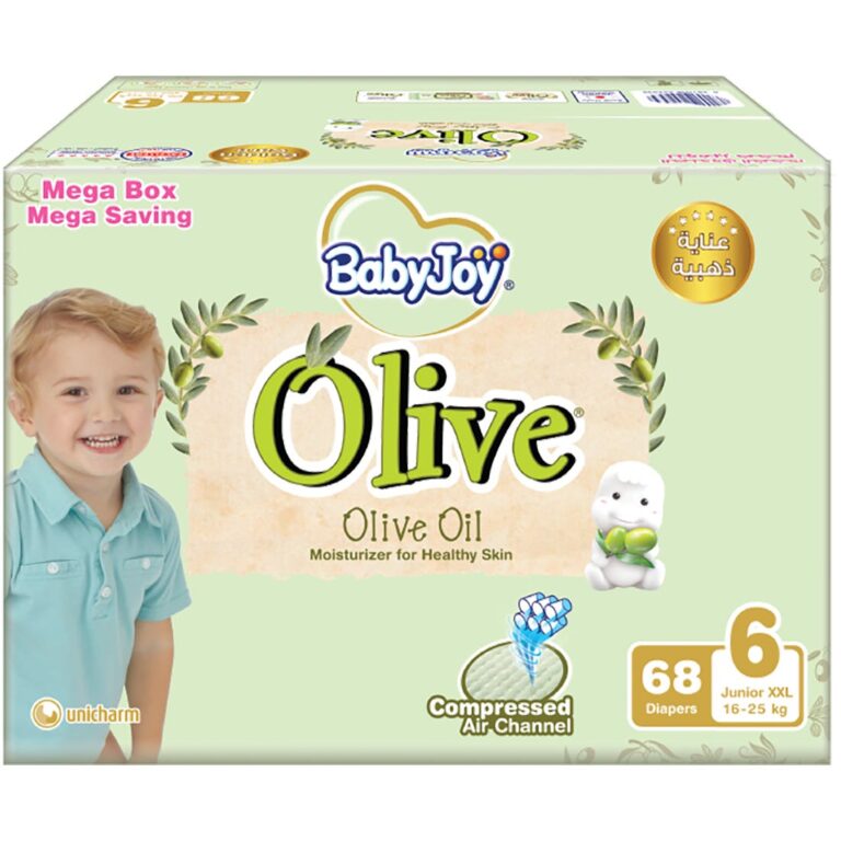 BabyJoy Olive Size (6) +16 Kg Mega Box 68 Diapers - Image 1