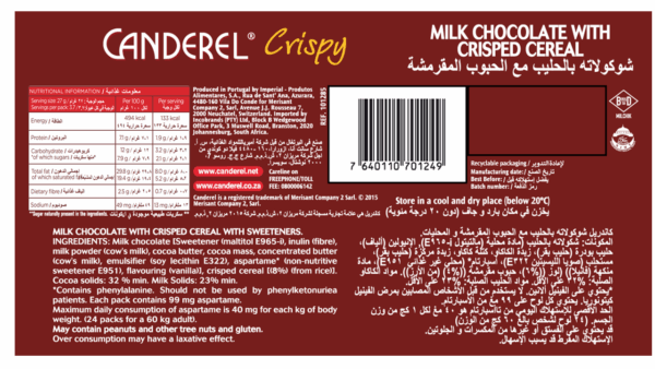 Canderel Crispy Chocolate No Added Sugar 100 Gm - Image 2