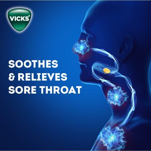 Vicks VapoDrops Honey Lemon 16 Lozenges - For Sore Throat Relief - Image 6