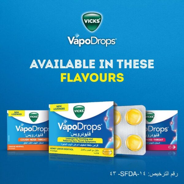 Vicks VapoDrops Honey Lemon 16 Lozenges - For Sore Throat Relief - Image 5