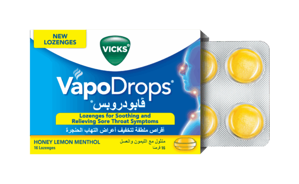 Vicks VapoDrops Honey Lemon 16 Lozenges - For Sore Throat Relief - Image 2