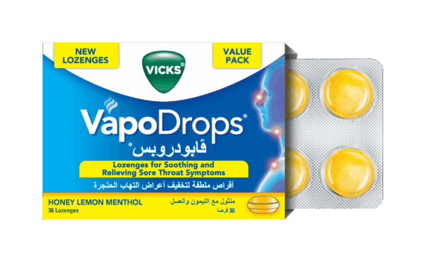 Vicks VapoDrops Honey Lemon Lozenges 36 pcs - Cough & Sore Throat Relief - Image 3