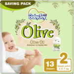 BabyJoy Olive Diapers - Size 2 (3.5-7 Kg) - Ultra Soft - 13 Pcs