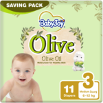 BabyJoy Olive Diapers Size 3 (6-12kg) - Small Carry Pack 11 Diapers