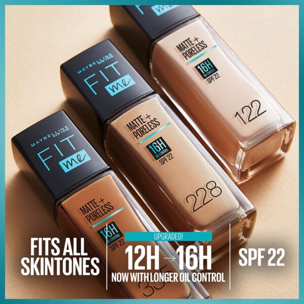 Maybelline Fit Me Foundation Matte & Poreless SPF 111 - Natural Matte Long-Lasting Coverage - Image 4