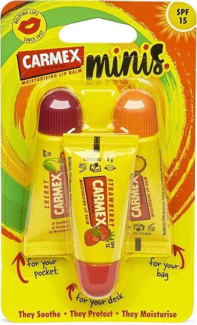 Carmex Moisturising Lip Balm Minis SPF 15 3 Pack 5gm Each
