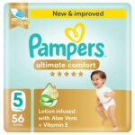 Pampers Ultimate Comfort Taped Diapers, Size 5, 56 Count