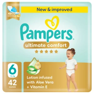 Pampers Ultimate Comfort Taped Diapers, Size 6, 13+kg, Giant Pack, 42 Count
