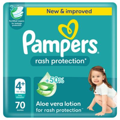 Pampers Rash Protection Taped Diapers, Size 4+, 70 Count