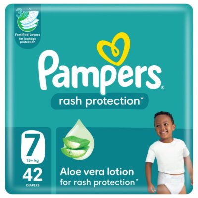 Pampers Rash Protection Taped Diapers, Size 7, 42 Count
