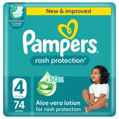 Pampers Rash Protection Taped Diapers, Size 4, 74 Count