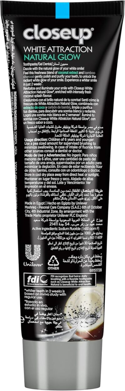 Closeup Tp Chrcol Dtox & Cocnut 75ml