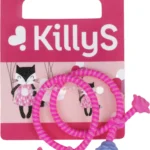 Killys Kids Hair Ties Neon Pink 2 Pcs - Secure & Fun Hair Elastics