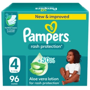 Pampers Rash Protection Taped Diapers, Size 4, 9-14kg, 96 Count
