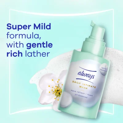 Always Daily Intimate Wash, Foam, Aqua Refresh, 180 ml