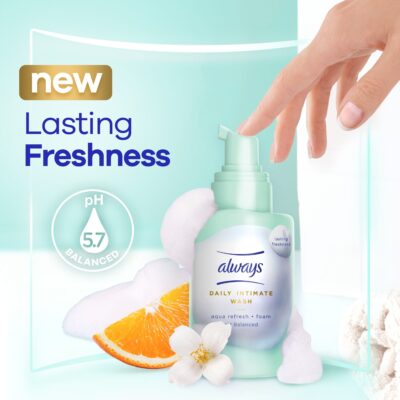 Always Daily Intimate Wash, Foam, Aqua Refresh, 180 ml