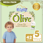 BabyJoy Olive Diapers Size 5 Mega Pack - 42 Count (14-25 Kg)