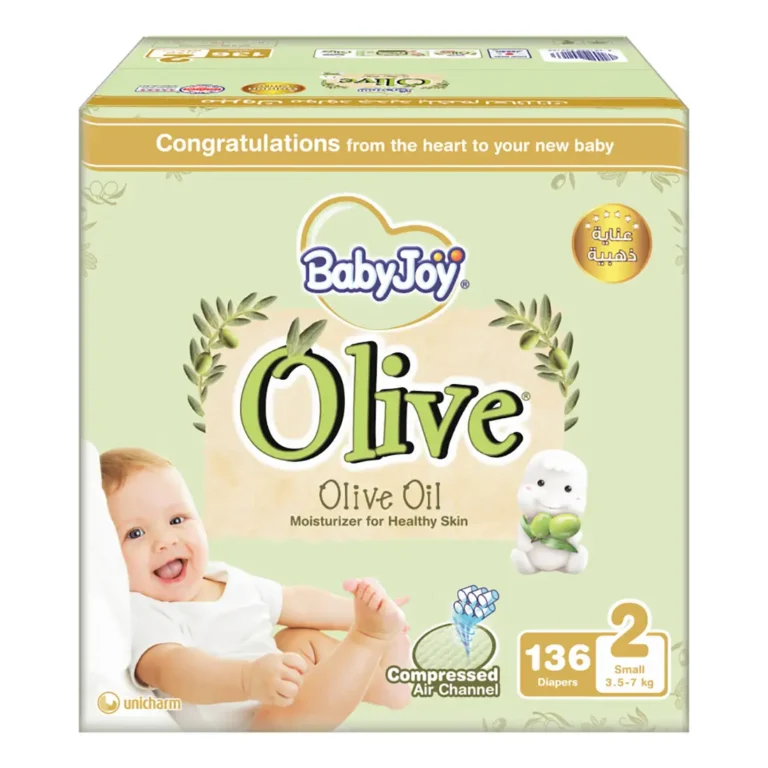 BabyJoy Olive Diapers Size 2 (3.5-7 Kg) - Box of 136 - Image 1