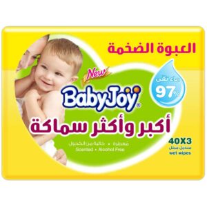 مناديل مبللة معطرة بيبي جوي - 120 منديل (عبوة 3 قطع)