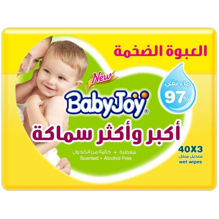 ⁦مناديل مبللة معطرة بيبي جوي - 120 منديل (عبوة 3 قطع)⁩ - الصورة ⁦1⁩