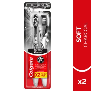 Colgate Max White Charcoal Soft Toothbrush 2Pcs - For Radiant White Teeth