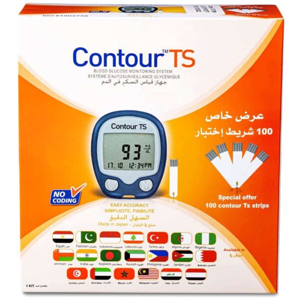 ⁦جهاز قياس السكر كونتور TS مع 100 شريط اختبار إضافي⁩ - الصورة ⁦1⁩