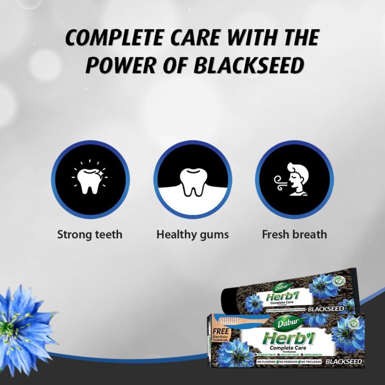 Dabur Herbal Toothpaste Blackseed -150g + Free Toothbrush - Image 3
