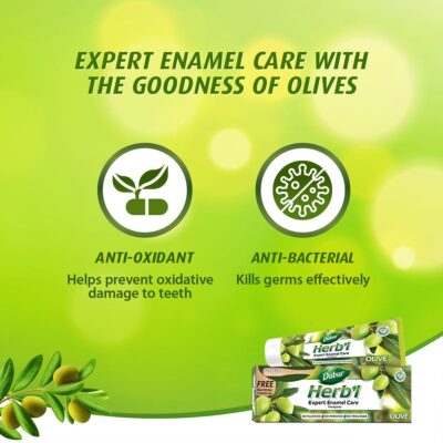 Dabur Herbal Toothpaste Olive -150g + Free Toothbrush