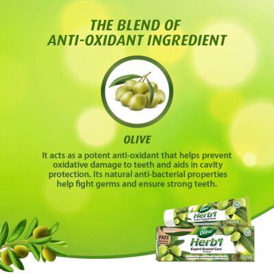 Dabur Herbal Toothpaste Olive -150g + Free Toothbrush
