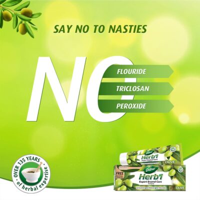 Dabur Herbal Toothpaste Olive -150g + Free Toothbrush