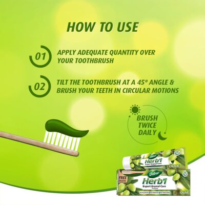 Dabur Herbal Toothpaste Olive -150g + Free Toothbrush