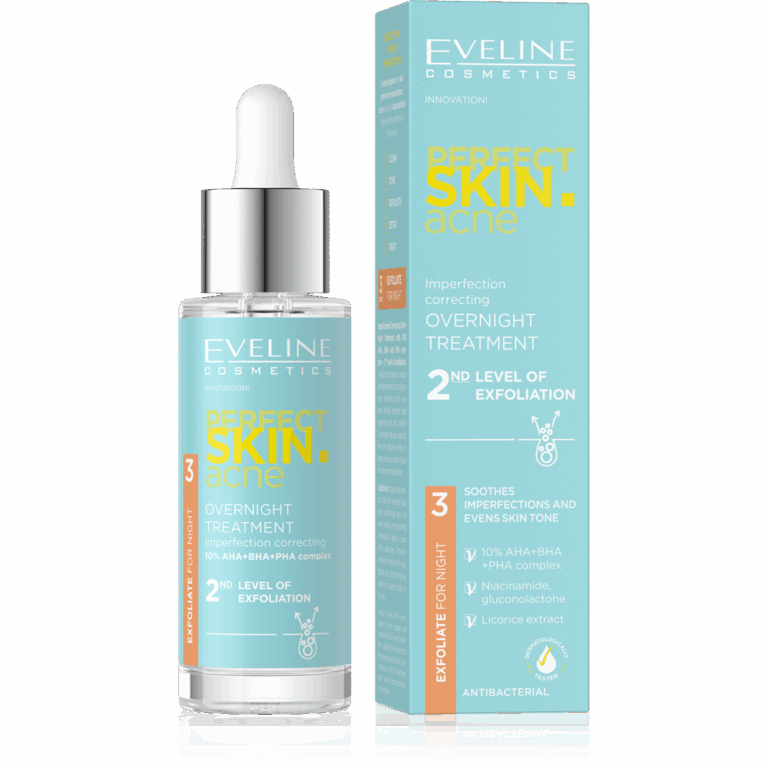 Eveline Perfect Skin Acne Night Exfoliating Serum 10% 30ml - Image 1