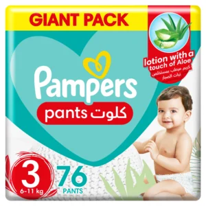 Pampers Baby-Dry Pants with Aloe Vera Lotion, Size 3, 6-11 kg, 76 Pants