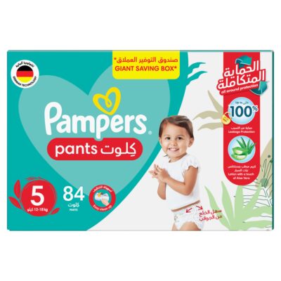 Pampers Aloe Vera Pants Diapers, Size 5, 12-18kg, Mega Box, 84 Diapers