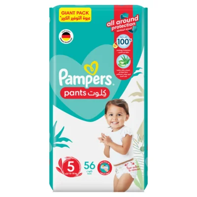 Pampers Aloe Vera Pants Diapers, Size 5, 12-18kg, Giant Pack, 56 Diapers