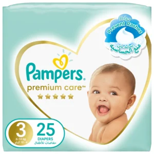 Pampers Premium Care Taped Diapers, Size 3, 6-11 kg, Carry Pack, 25 Diapers