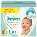 Pampers Premium Care Taped Diapers, Size 3, 6-10 kg, Mega Box, 116 Diapers - Image 3