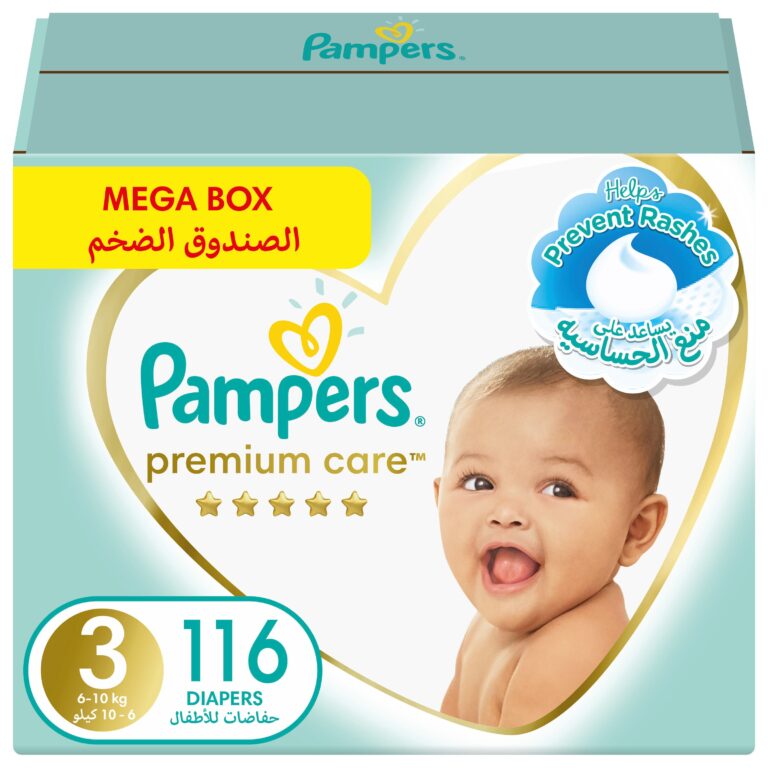 Pampers Premium Care Taped Diapers, Size 3, 6-10 kg, Mega Box, 116 Diapers - Image 3
