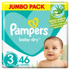 Pampers Aloe Vera Taped Diapers, Size 3, 6-10kg, Jumbo Pack, 46 Diapers