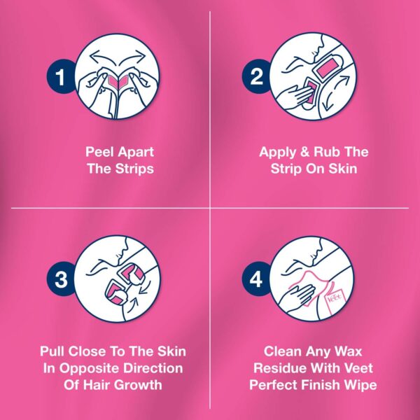 Veet Pure Wax Strips for Underarm Hair Removal, Sensitive Skin - 16 pcs - Image 5