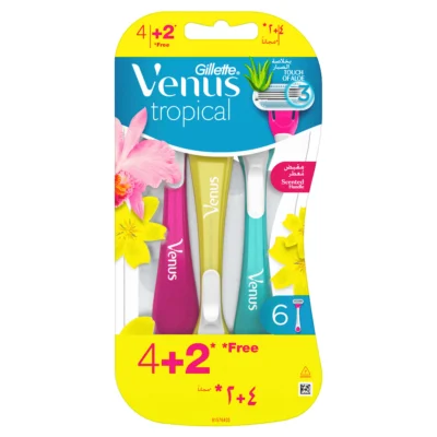 Gillette Venus Tropical Disposable Razors| 4 Count + 2 Free
