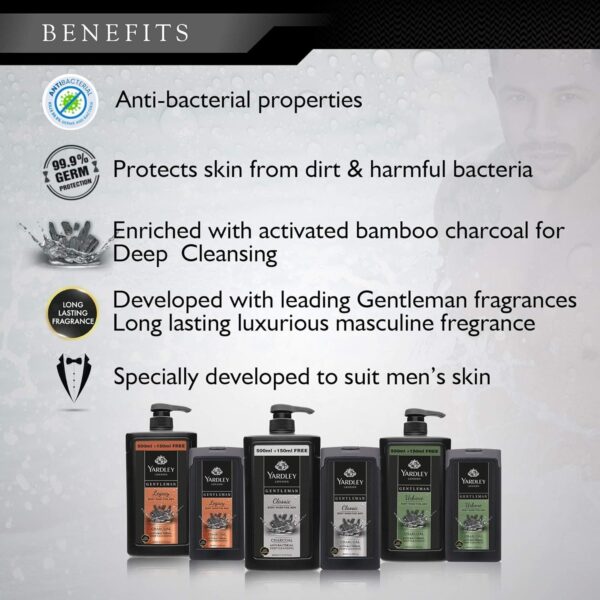 Yardley London Gentleman Urbane Body Wash for Men - Anti-Bacterial Deep Cleanser (180 ml) - Image 4