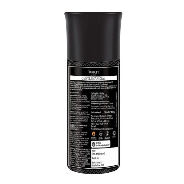 Yardley London Gentleman Classic Deodorant Body Spray for Men - 150 ml - Image 3